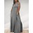 Plus Size Cutout Solid Side Cross Dress, Casual Crew Neck Short Sleeve Ankle Dress, Women's Plus Size Clothing