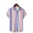 Pastel Colors Stripes Print, Menâ€™s Button Up Short Sleeve Shirt Regular Fit For Beach Summer