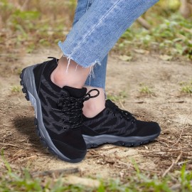 Women's Outdoor Hiking Shoes, Lightweight Knitted Platform Soft Sole Climbing Sneakers, Breathable Wear-resistant Trainers