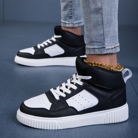 Comfort-Focused Men's High-Top Sneakers: Non-Slip, Stylish Color Block, Perfect for All-Year Outdoor Activities